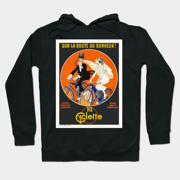 Sur la route du bonheur La Cyclette Vintage Poster Hoodie by vintagetreasure